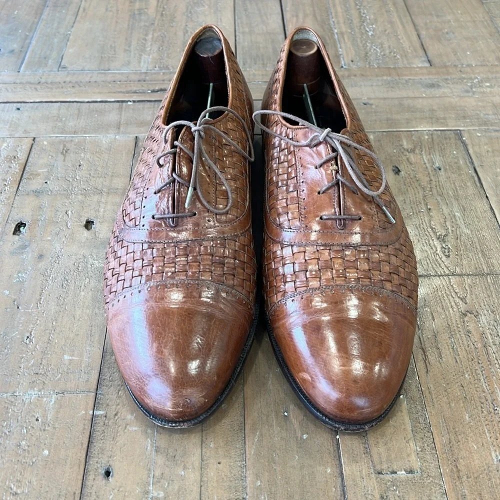 Cole Haan bergamo vintage Brown Leather Woven Men's Shoes